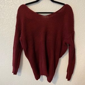 Women's Cute Soft Open Twist Back Stretchy Sweater Size Small